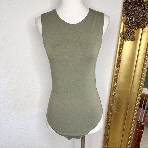 nuuds Tops - Nuuds Seamless Sleeveless Thong Bodysuit in Green Size Small Cotton Modal